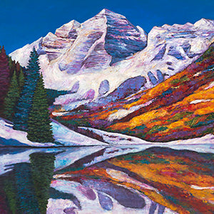 Maroon Bell Contemporary Colorado Rocky Mountain Landscape Painting by artist Johnathan Harris