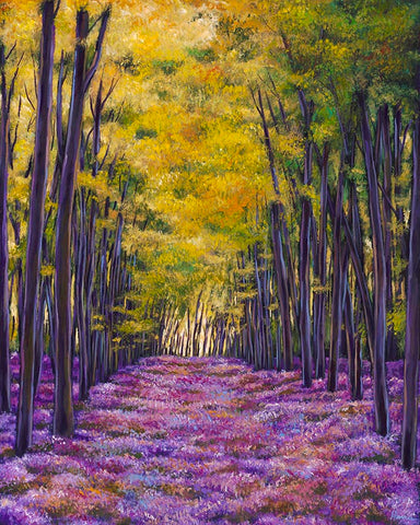 Bluebell wildflower landscape painting by contemporary artist Johnathan Harris