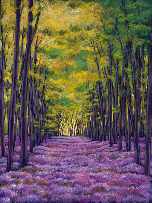 European Bluebell wildflower artwork painting on canvas by contemporary landscape artist Johnathan Harris 