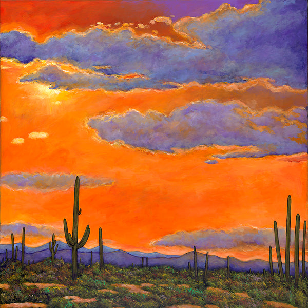 Contemporary Southwest Arizona Desert Saguaro Landscape Painting and Prints by Johnathan Harris