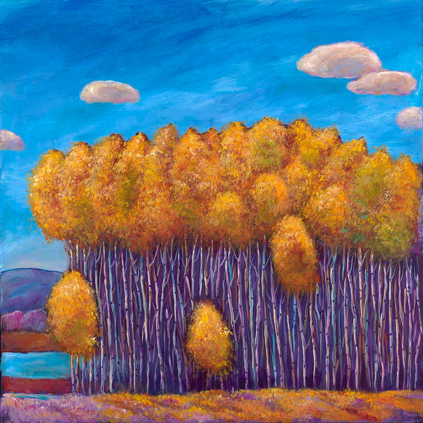 Wait and See - Contemporary Southwest Aspen Tree Painting by Johnathan Harris