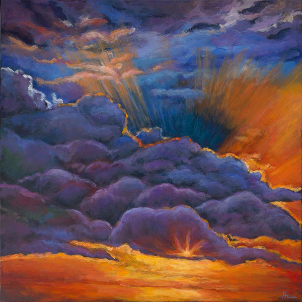 Vibrant contemporary painting of a beautiful sunset by artist Johnathan Harris 