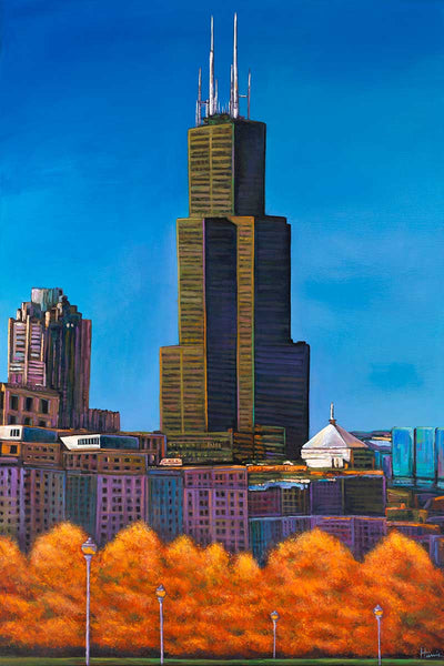 Windy City Autumn contemporary urban art johnathan harris chicago skyline