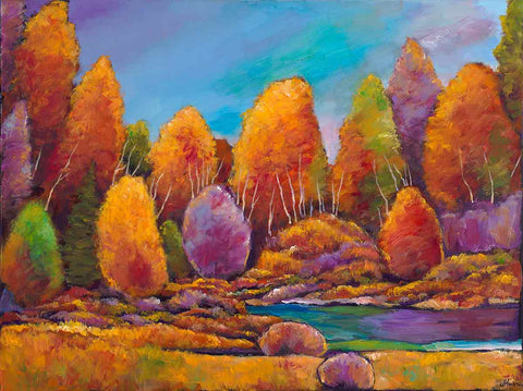Pecos River New Mexico Autumn cottonwood trees southwest landscape art Johnathan Harris
