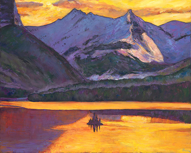 Contemporary Southwest Landscape Painting of St. Mary Lake at Glacier National Park by Artist Johnathan Harris