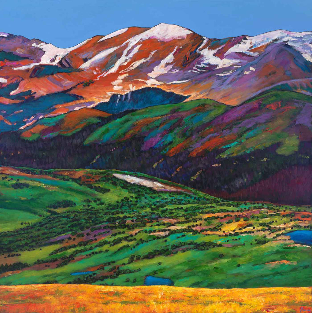 contemporary southwest landscape painting aspen trees and rocky mountains colorado