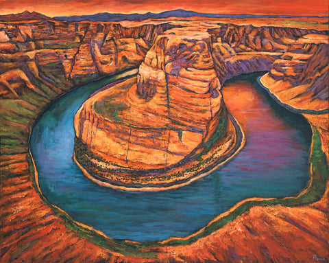 Contemporary Horseshoe Bend Arizona Desert Southwest Landscape Art Print Johnathan Harris