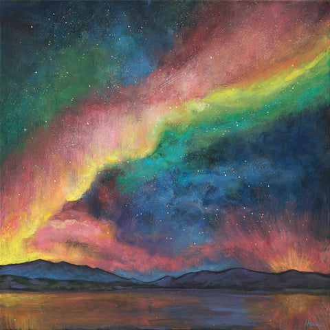 Night Lights Acrylic Painting on Canvas by Johnathan Harris Northern LIghts
