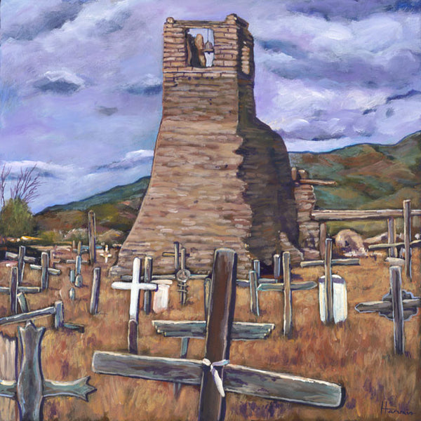 Old Taos Mission Southwestern painting by Johnathan Harris