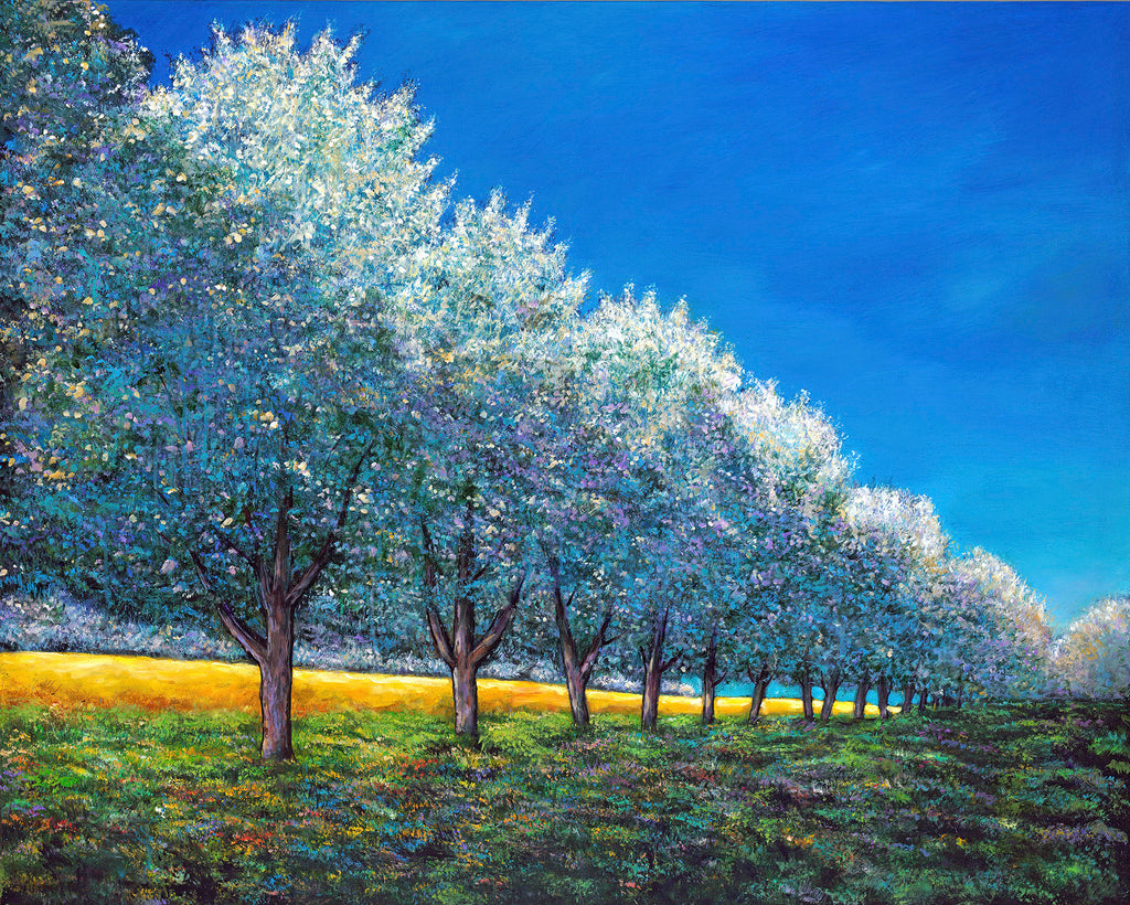 Apple Orchard Row Contemporary European Landscape Art Johnathan Harris