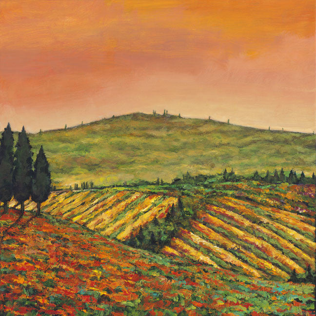 Tuscan Morning painting of rolling hills in Italy by contemporary artist Johnathan Harris